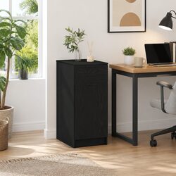 Office Storage Cabinet Black Oak Modern Engineered Wood Furniture Drawers