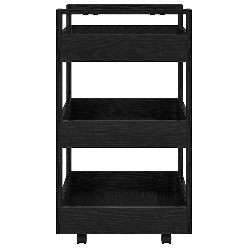 Kitchen Trolley Black 60 x 45 x 80 cm Engineered Wood Cart with Castors