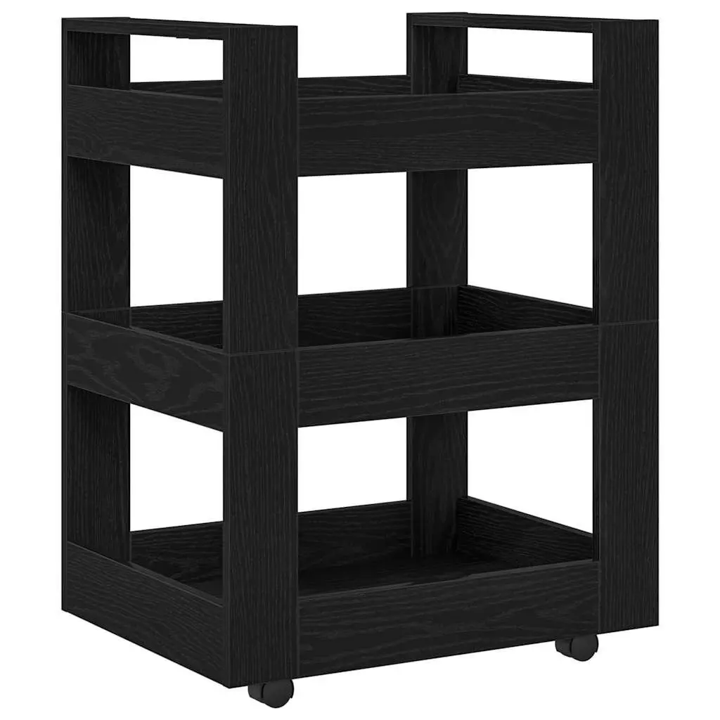 Kitchen Trolley Black 60 x 45 x 80 cm Engineered Wood Cart with Castors