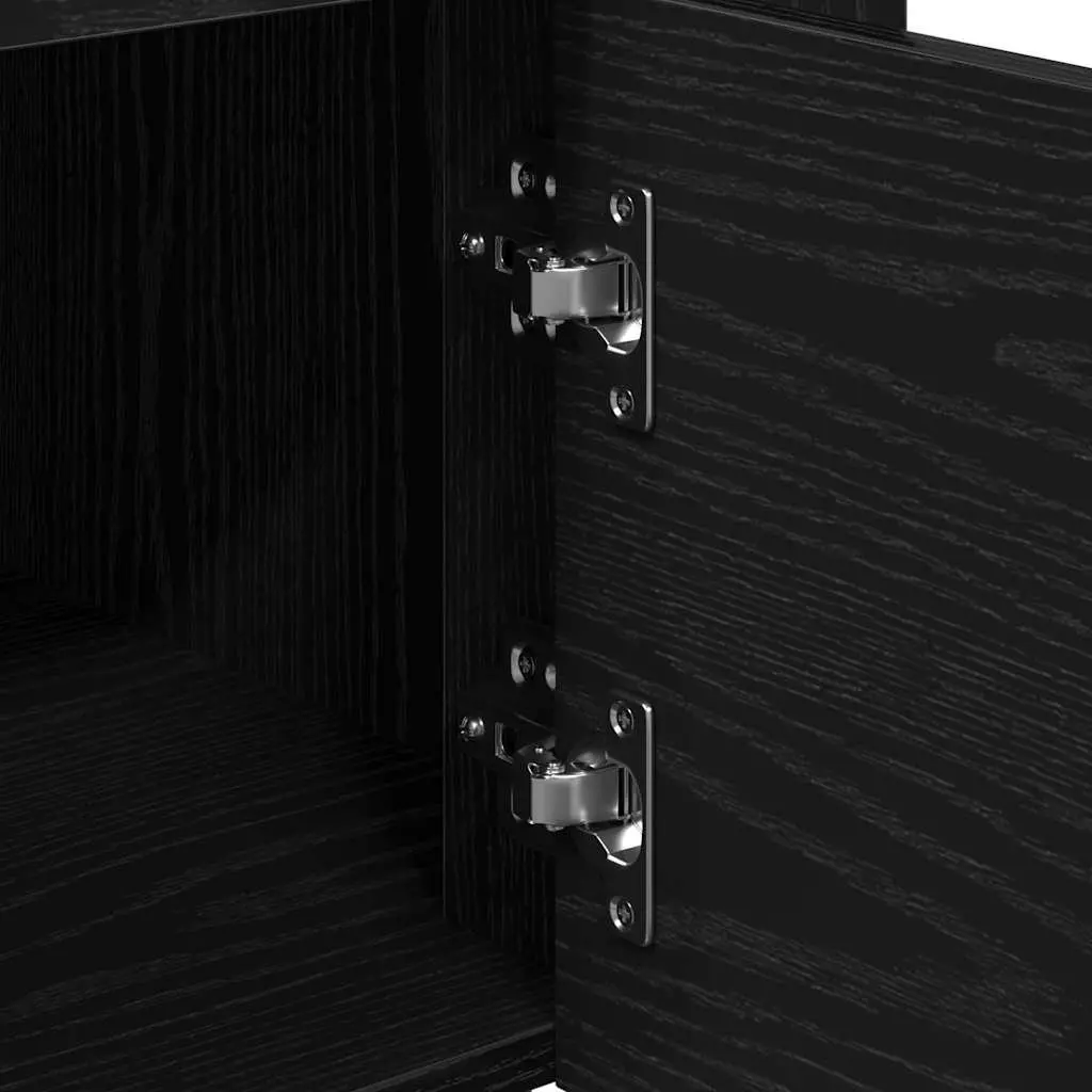 Kitchen Cart Engineered Wood Black Oak 60cm x 45cm x 80cm Multi-Level Storage Rolling Trolley