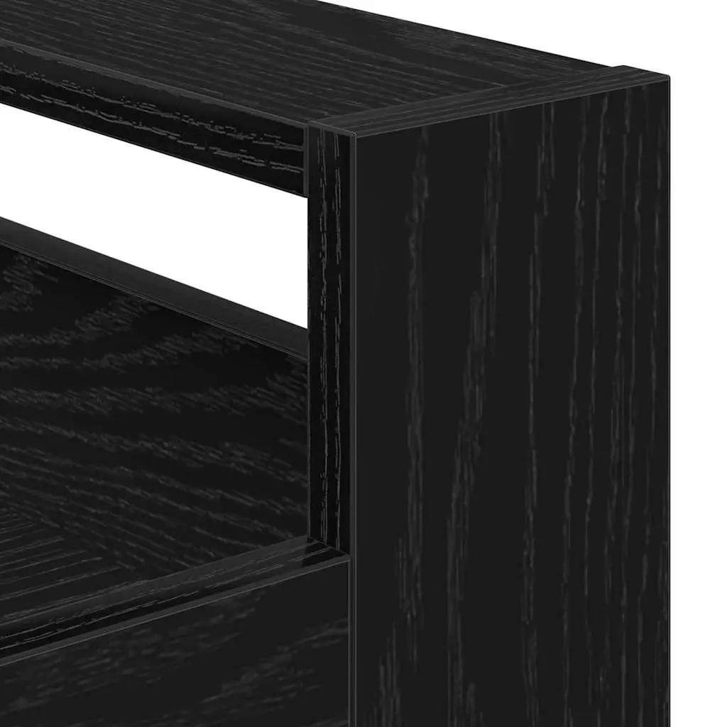 Kitchen Cart Engineered Wood Black Oak 60cm x 45cm x 80cm Multi-Level Storage Rolling Trolley