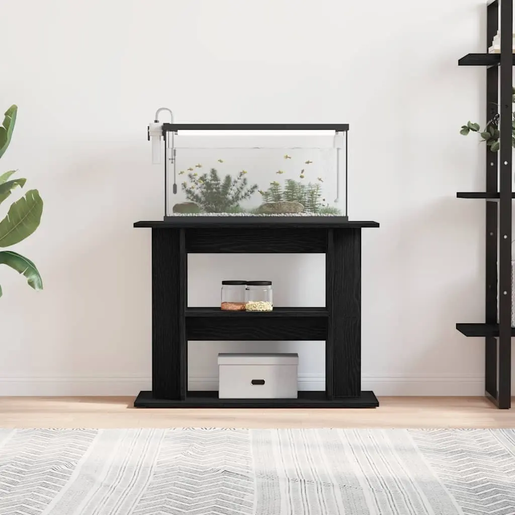 Aquarium Stand Engineered Wood 3-Tier Storage Display Cabinet Black