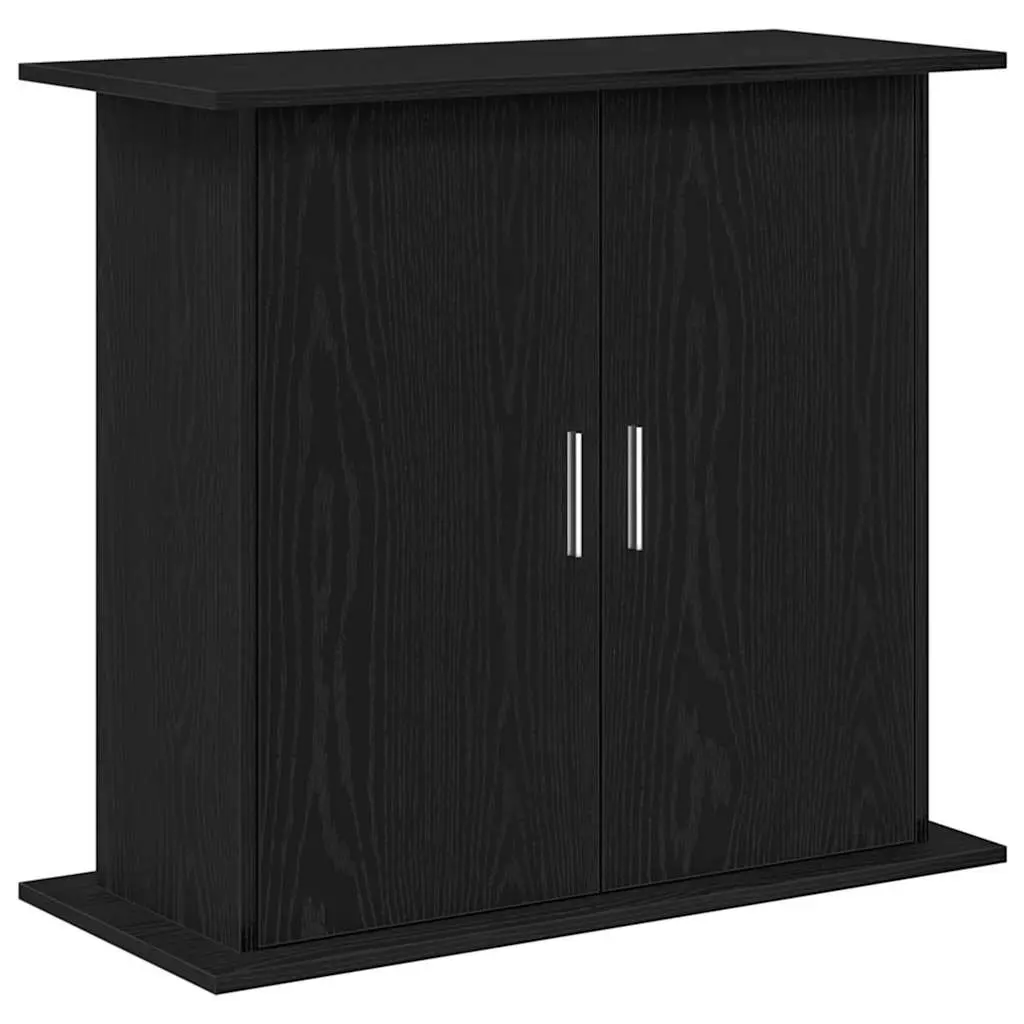 Aquarium Stand Fish Tank Cabinet Black Oak Storage Furniture with Compartments