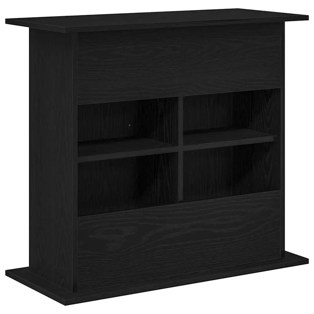 Aquarium Stand Fish Tank Cabinet Black Oak Storage Furniture with Compartments