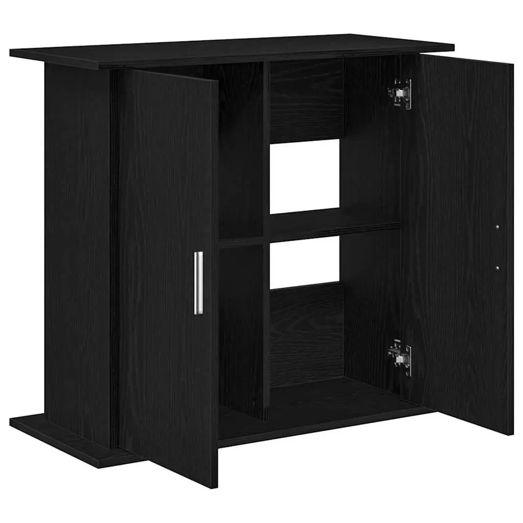 Aquarium Stand Fish Tank Cabinet Black Oak Storage Furniture with Compartments