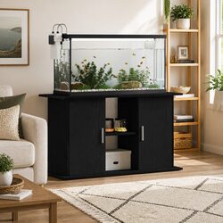 Aquarium Stand Fish Tank Display Cabinet with Storage Shelves Black Oak