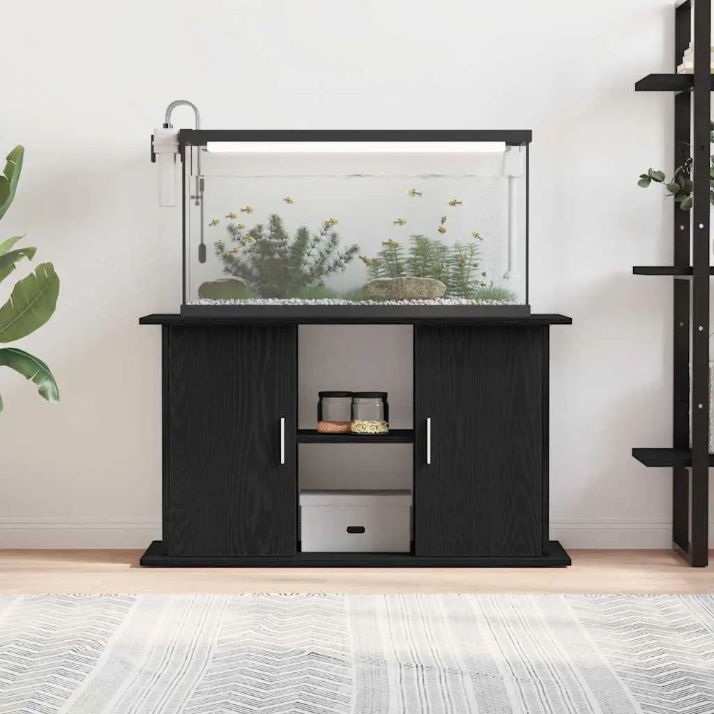 Aquarium Stand Display Cabinet Engineered Wood Black Oak with Storage Shelves 101x41x58cm