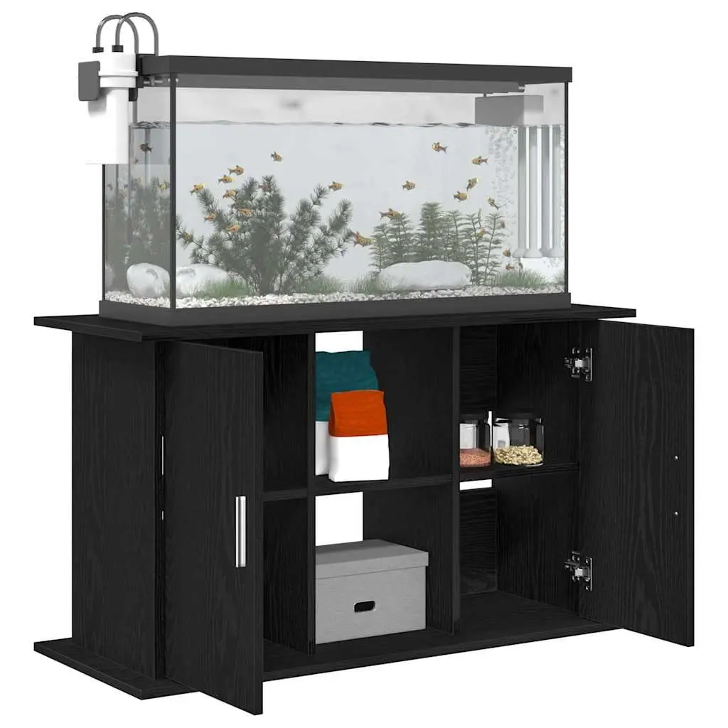 Aquarium Stand Display Cabinet Engineered Wood Black Oak with Storage Shelves 101x41x58cm