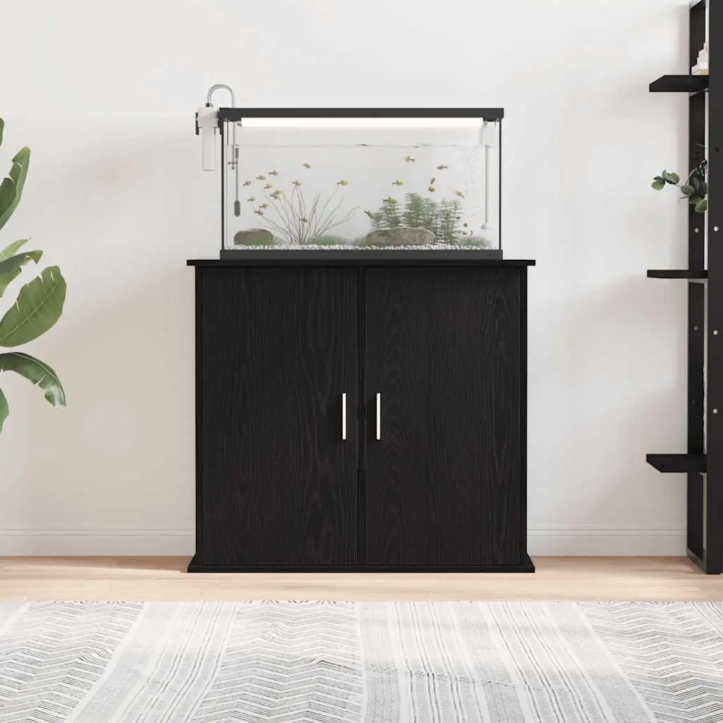 Aquarium Stand Fish Tank Cabinet Storage Black Oak Engineered Wood Display