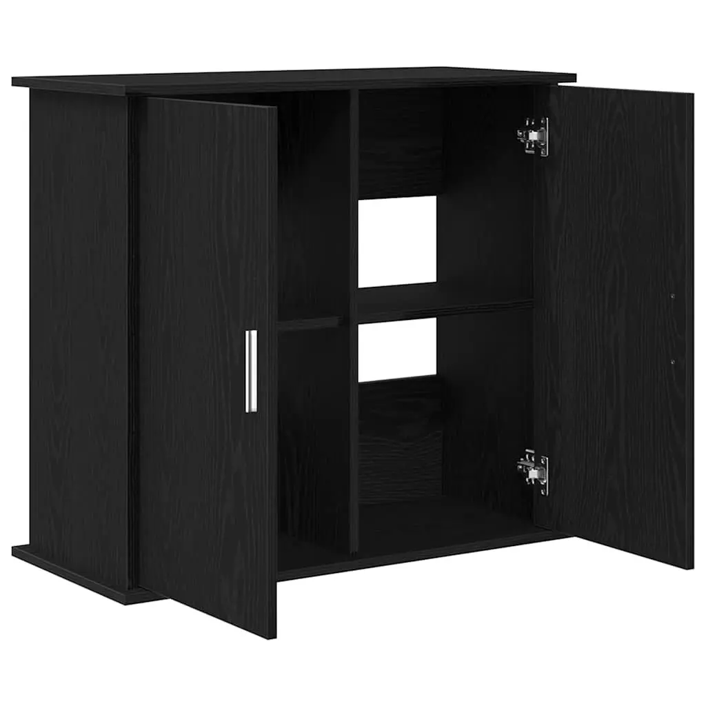 Aquarium Stand Fish Tank Cabinet Storage Black Oak Engineered Wood Display