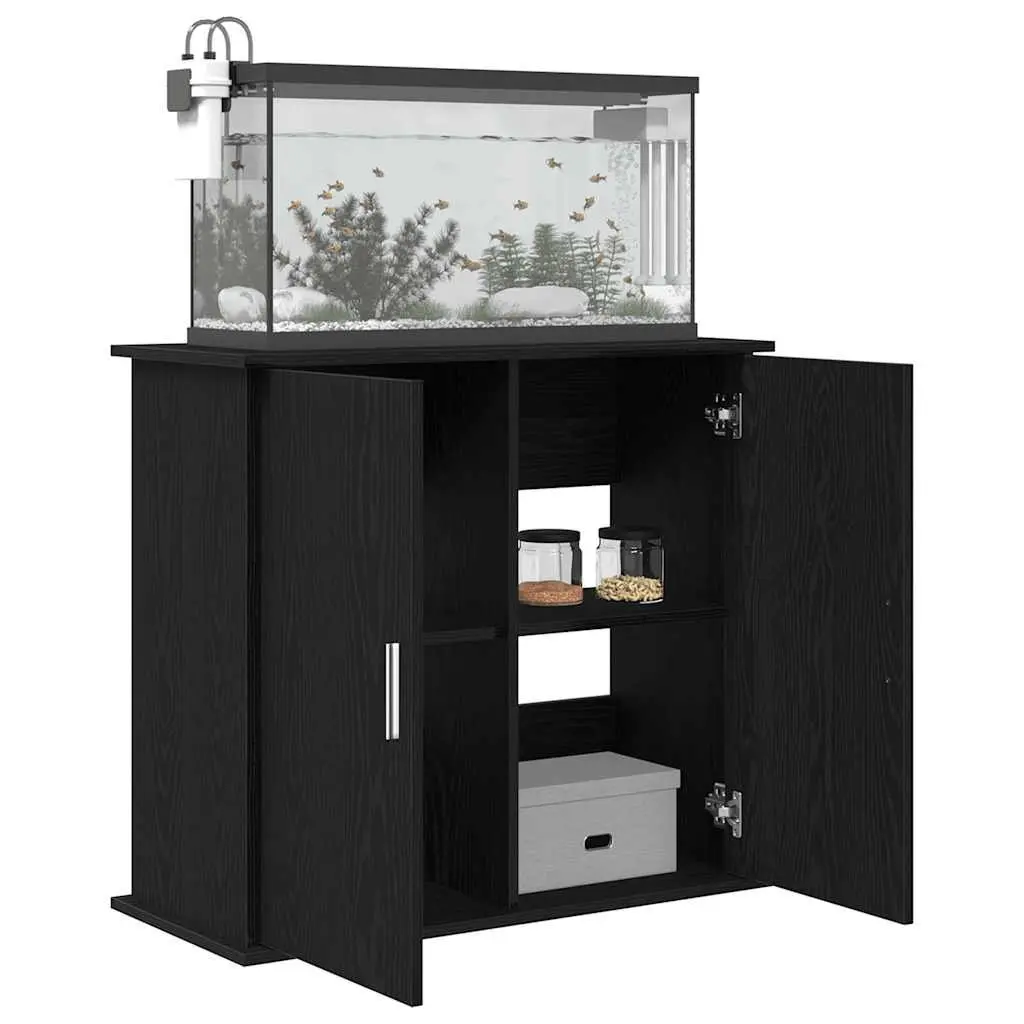 Aquarium Stand Fish Tank Cabinet Storage Black Oak Engineered Wood Display