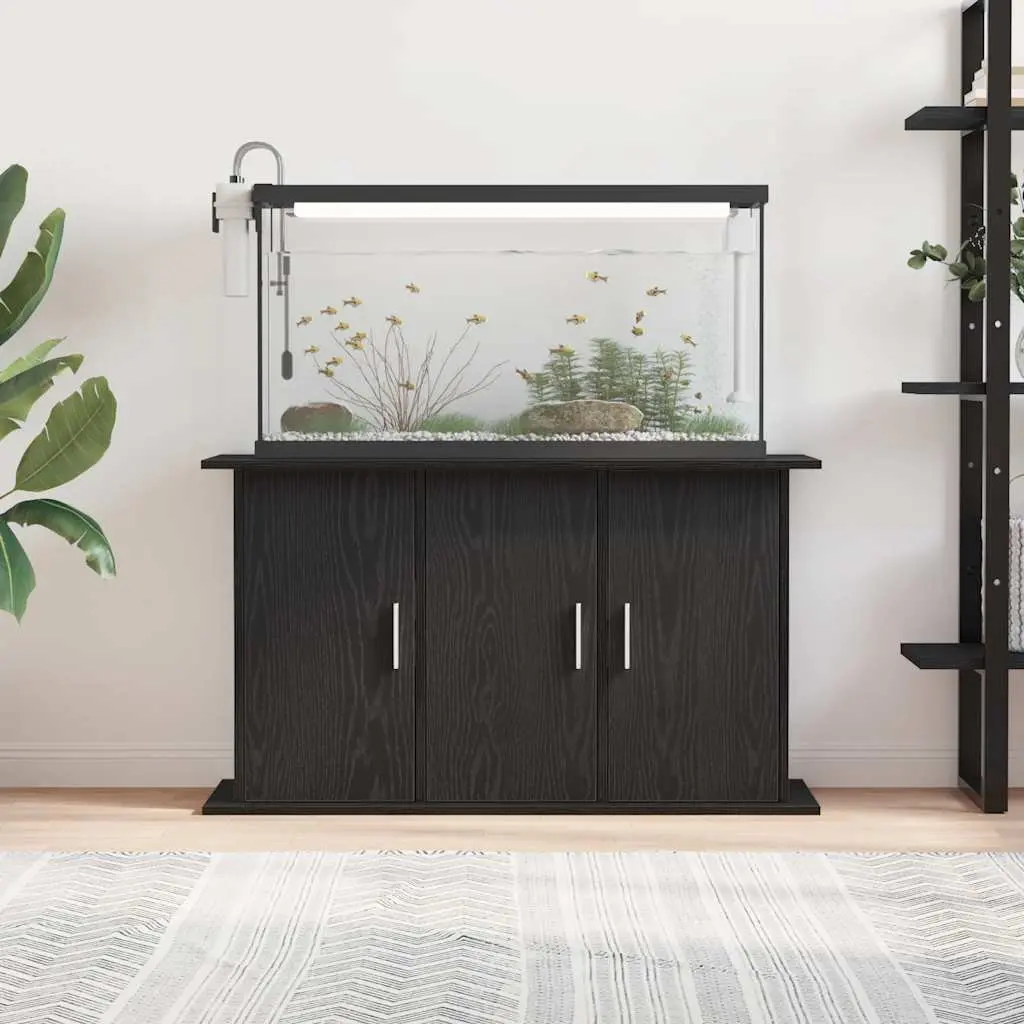 Aquarium Stand Engineered Wood Black Oak 101cm x 41cm x 58cm with Storage Compartments for Fish Tank