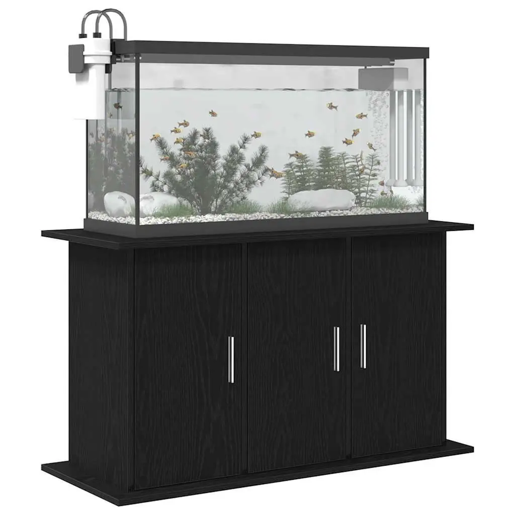 Aquarium Stand Engineered Wood Black Oak 101cm x 41cm x 58cm with Storage Compartments for Fish Tank