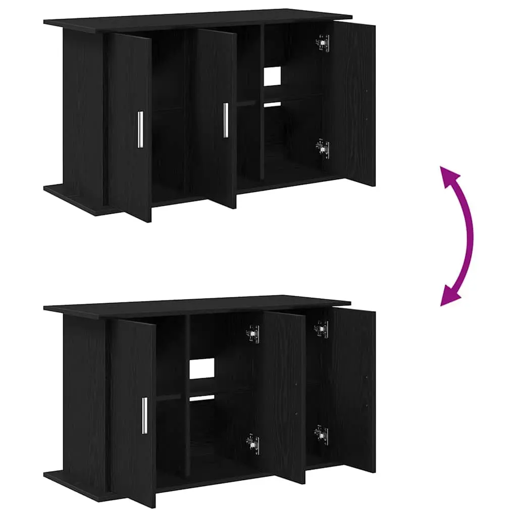 Aquarium Stand Engineered Wood Black Oak 101cm x 41cm x 58cm with Storage Compartments for Fish Tank