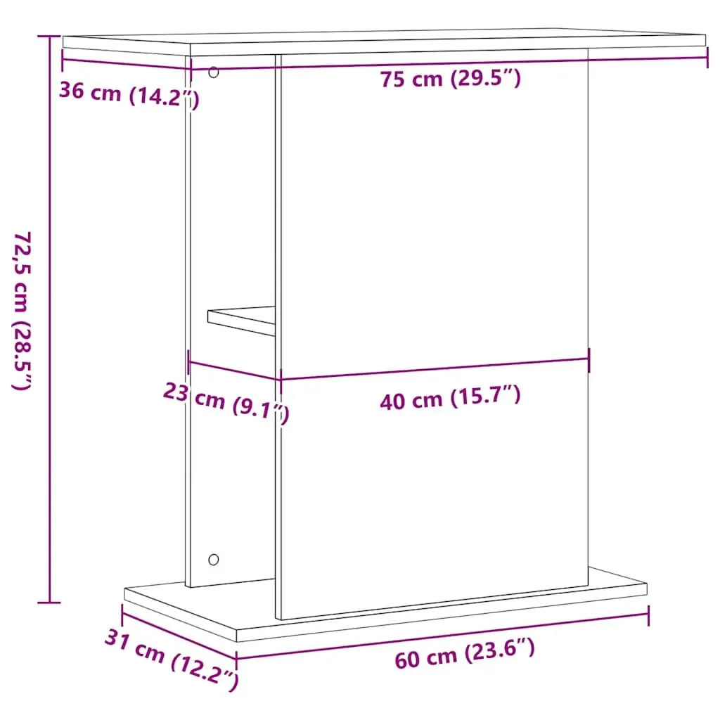 Aquarium Stand Engineered Wood Black Oak Storage Organizer 75W x 36D x 72.5H cm
