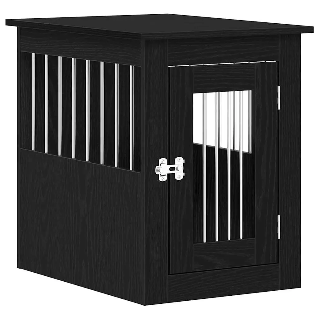 Dog Crate Furniture End Table Black Oak 45x62x59cm Engineered Wood Cage