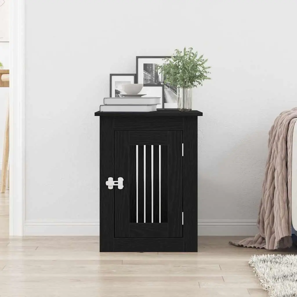 Dog Crate Furniture End Table Black Oak 45x62x59cm Engineered Wood Cage