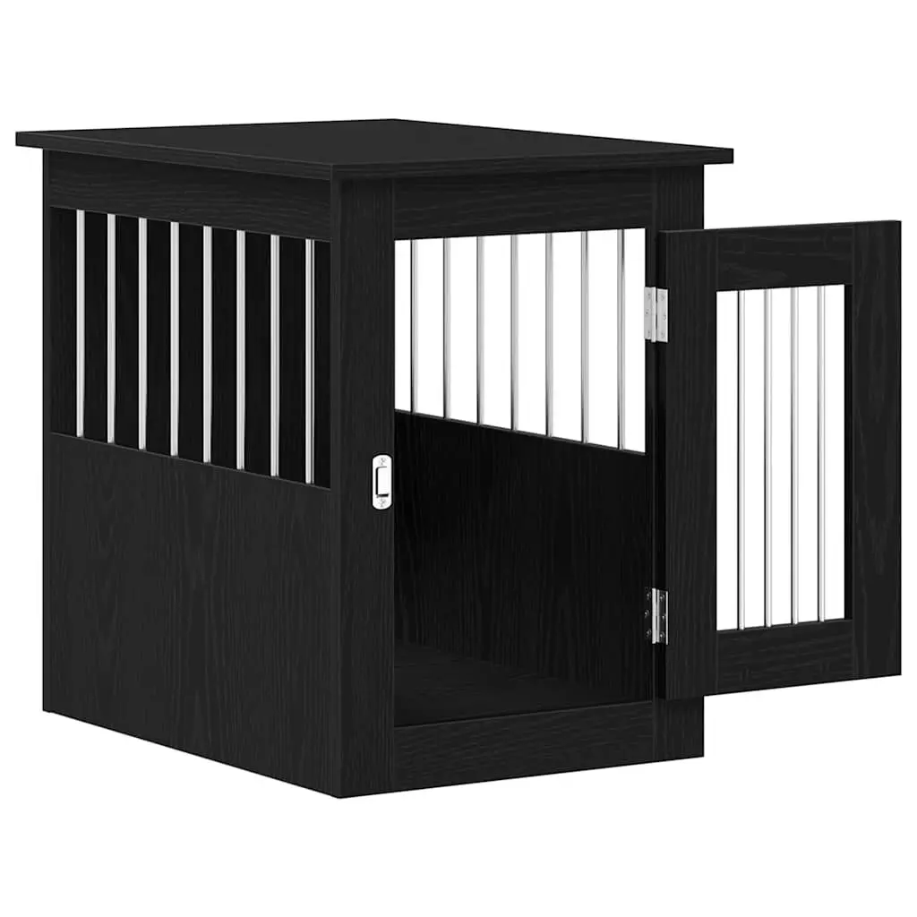 Dog Crate Furniture End Table Black Oak 45x62x59cm Engineered Wood Cage