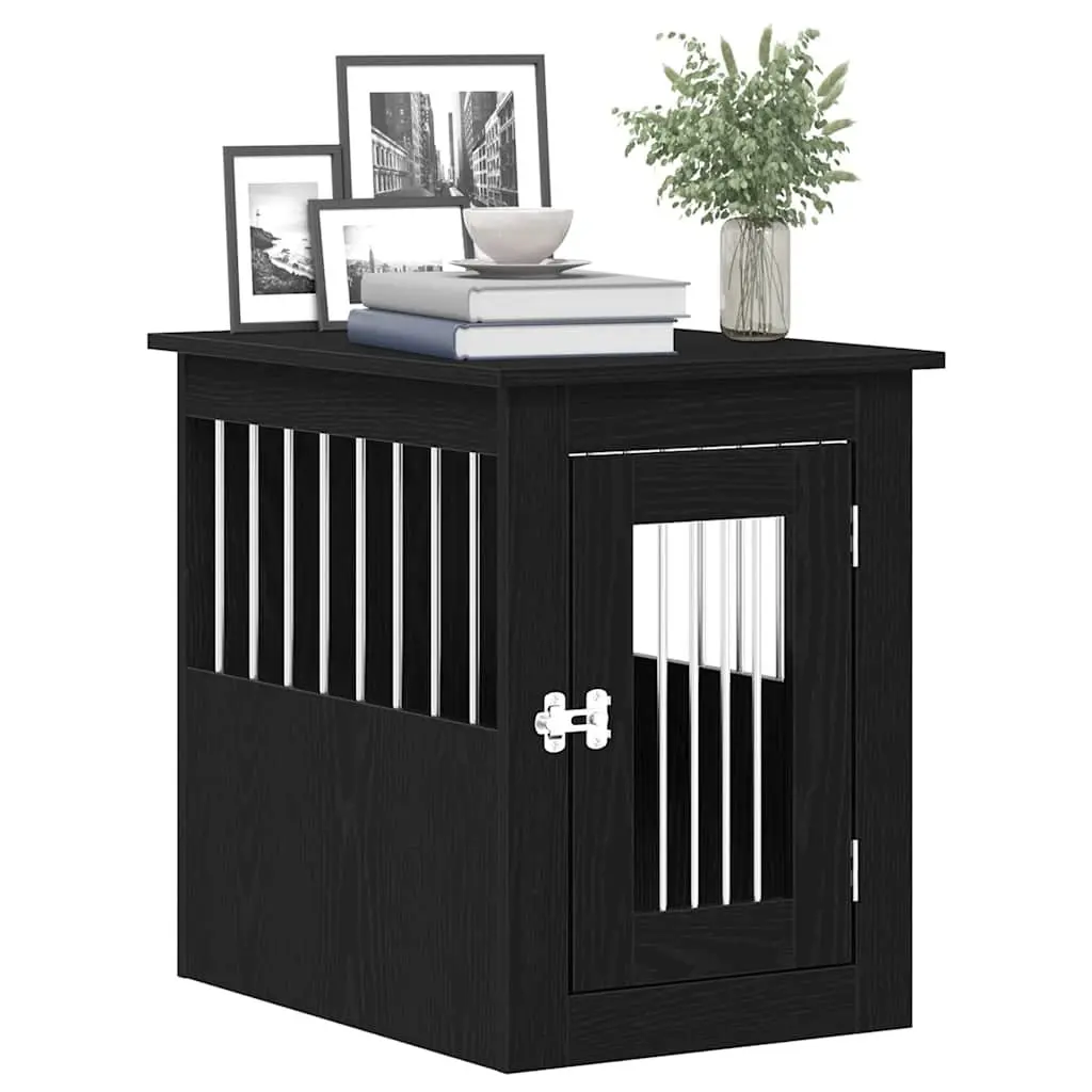 Dog Crate Furniture End Table Black Oak 45x62x59cm Engineered Wood Cage