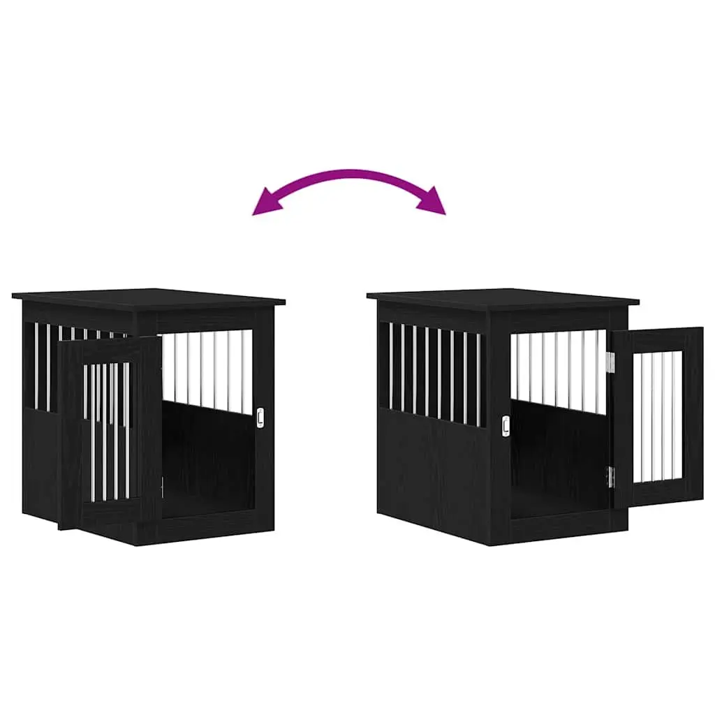 Dog Crate Furniture End Table Black Oak 45x62x59cm Engineered Wood Cage