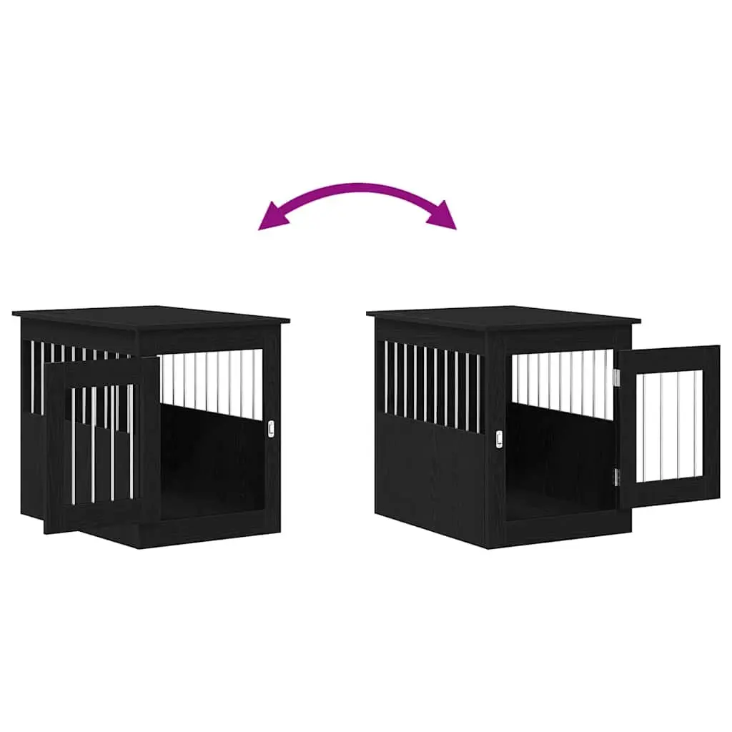 Dog Crate Furniture End Table Engineered Wood Black 55x75x65cm