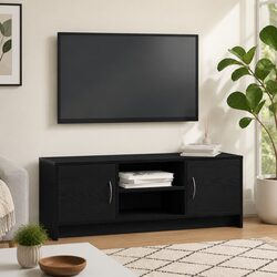 Practical Black Oak TV Cabinet for Living Rooms 102x30x37.5cm