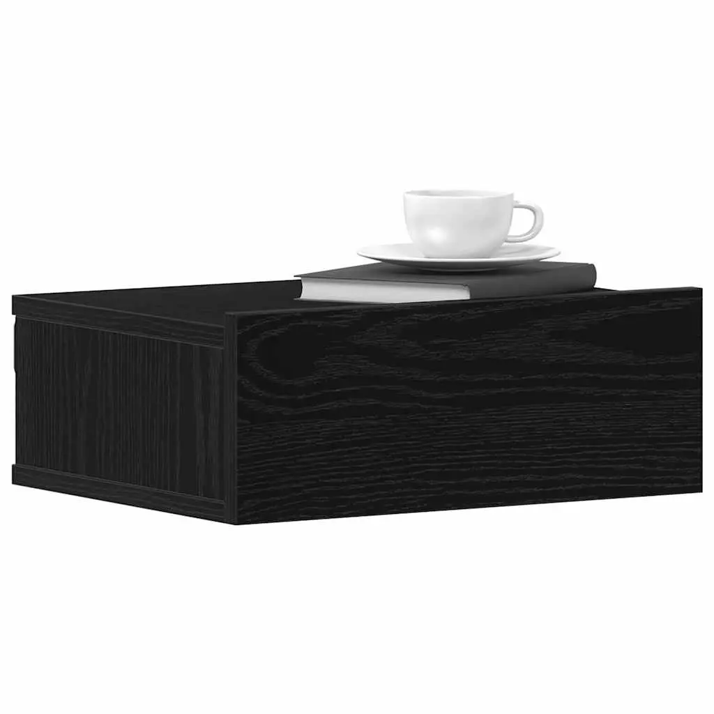 Floating Nightstand Wall-Mounted Storage Brown Engineered Wood Compact 40x32x15cm