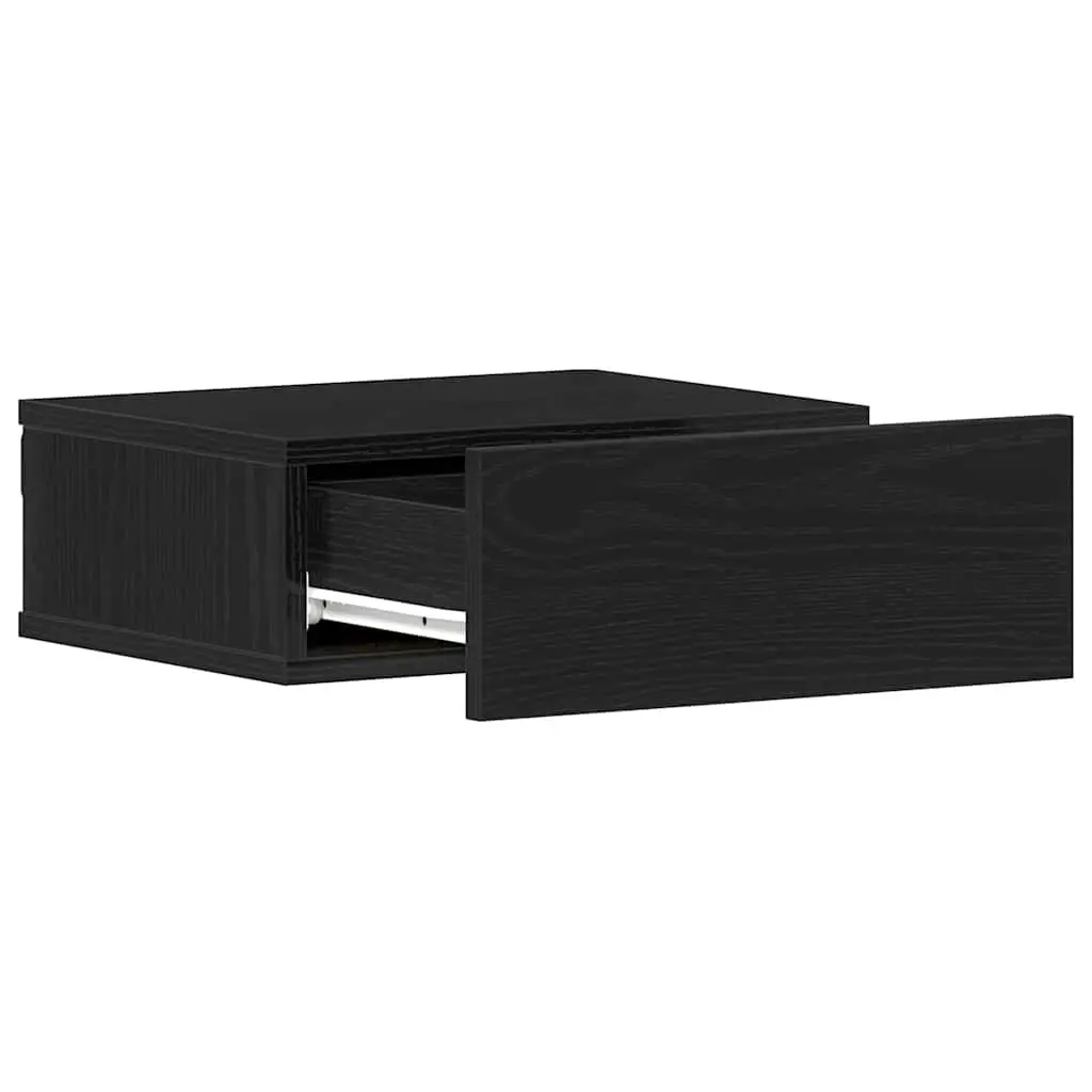 Floating Nightstand Engineered Wood Wall-Mounted Storage Cabinet 40 x 32 x 15 cm Brown 2 Piece