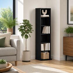 Versatile Black Oak CD Cabinet for Any Room