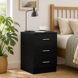 Practical Black Oak Nightstand for Bedroom Use 38x35x55 cm