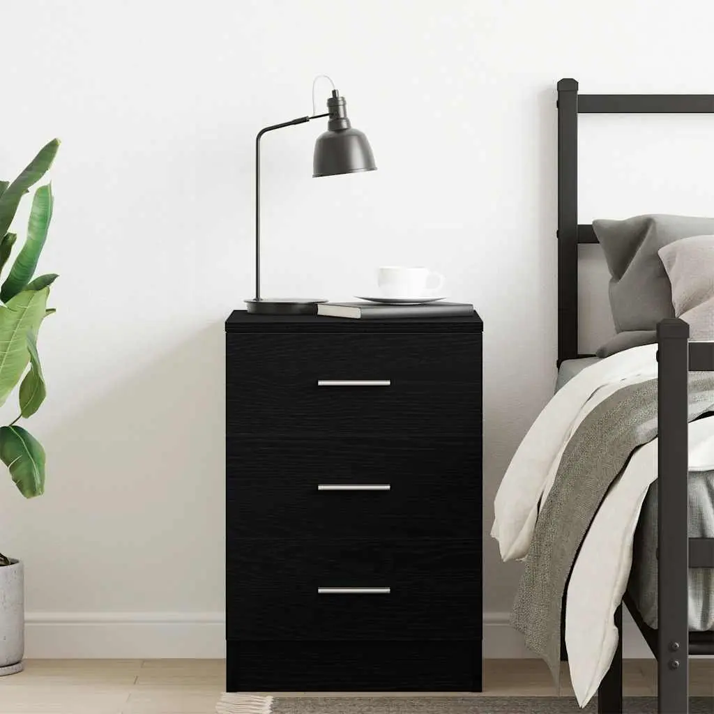 Black Oak Nightstand for Bedroom Use 38x35x55 cm