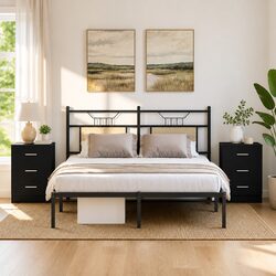 Practical Black Nightstands - 2 pcs for Any Room