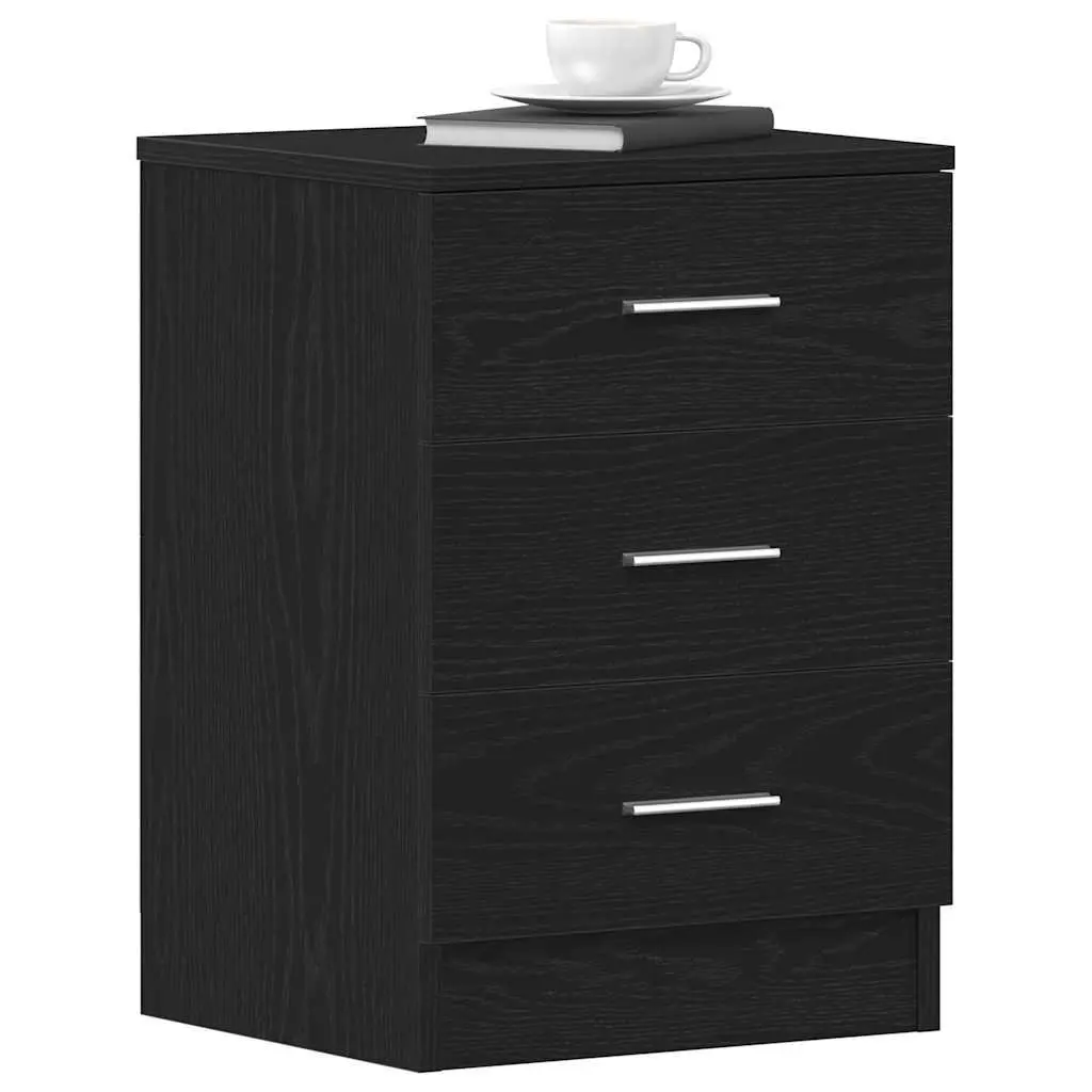 Bedside Cabinets 2 pcs Black Engineered Wood Nightstand Storage 38x35x55 cm