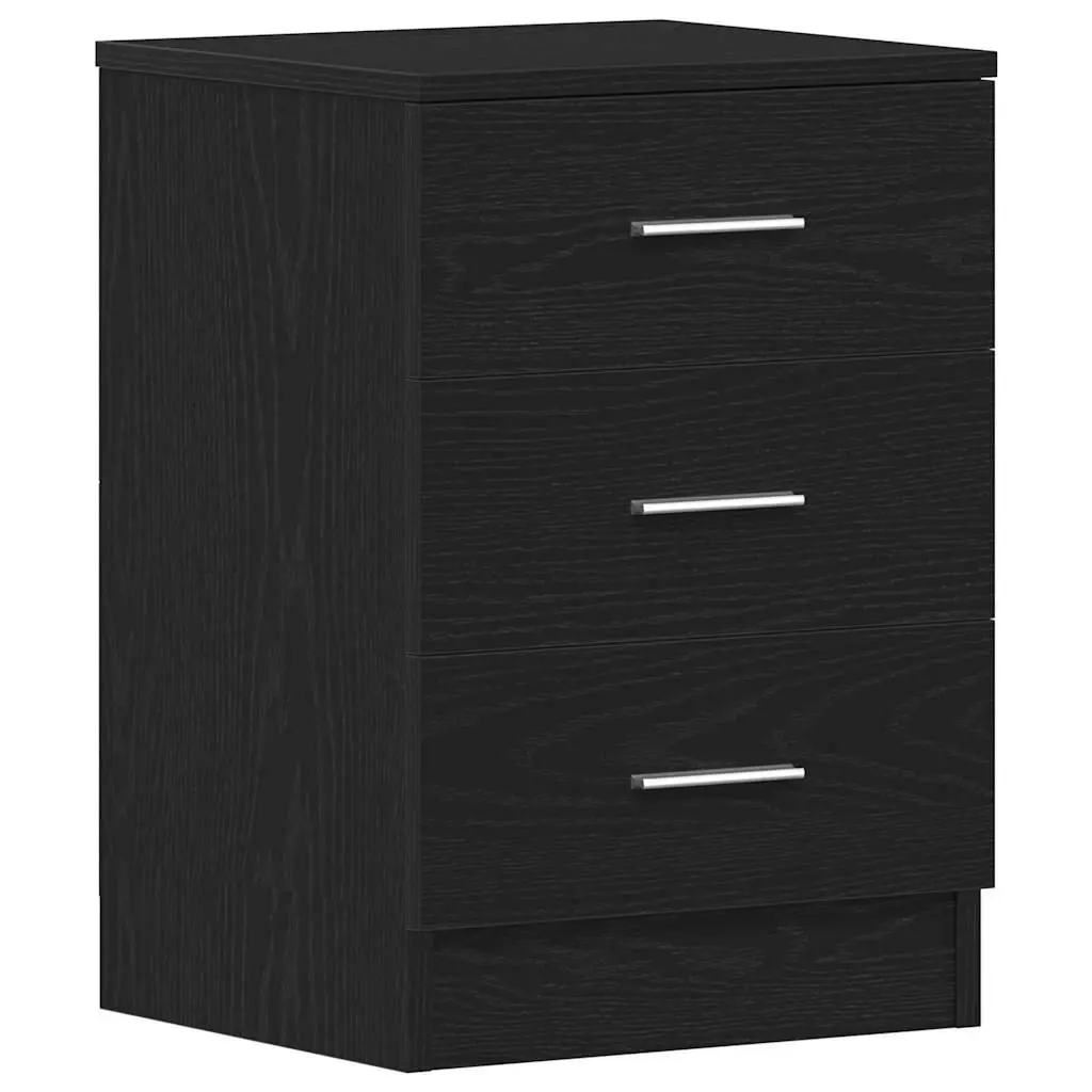 Bedside Cabinets 2 pcs Black Engineered Wood Nightstand Storage 38x35x55 cm