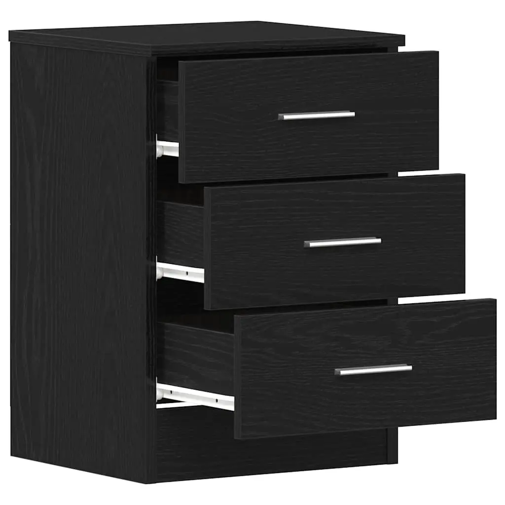 Bedside Cabinets 2 pcs Black Engineered Wood Nightstand Storage 38x35x55 cm