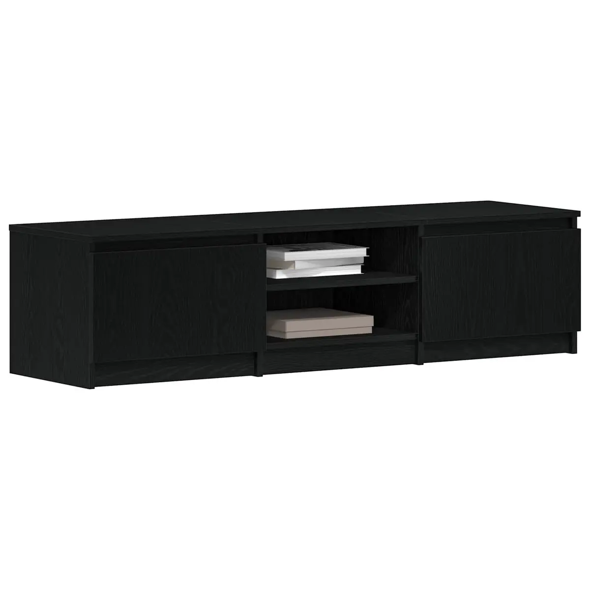 TV Cabinet Engineered Wood 140x40x36cm Black Oak Living Room Storage Unit
