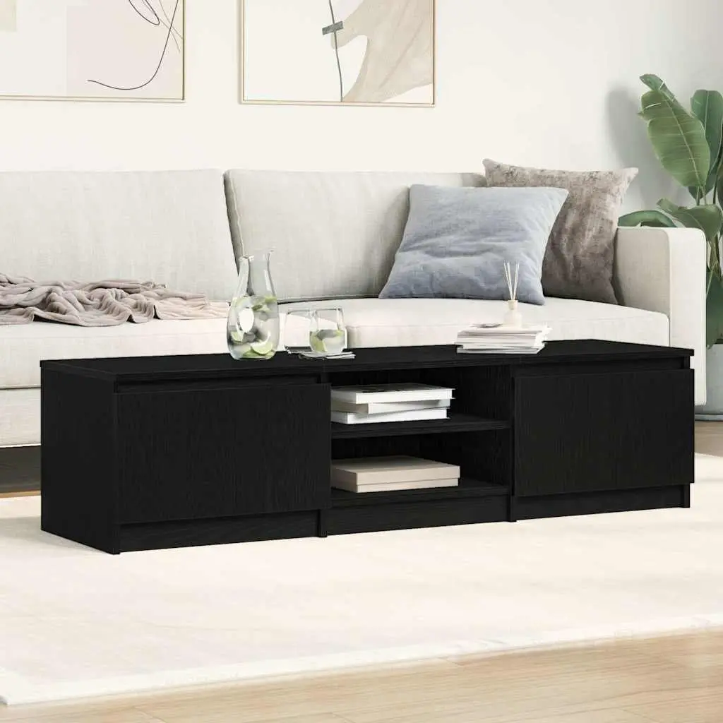 TV Cabinet Engineered Wood 140x40x36cm Black Oak Living Room Storage Unit