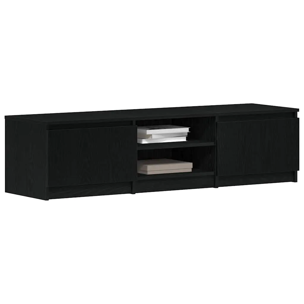 TV Cabinet Engineered Wood 140x40x36cm Black Oak Living Room Storage Unit