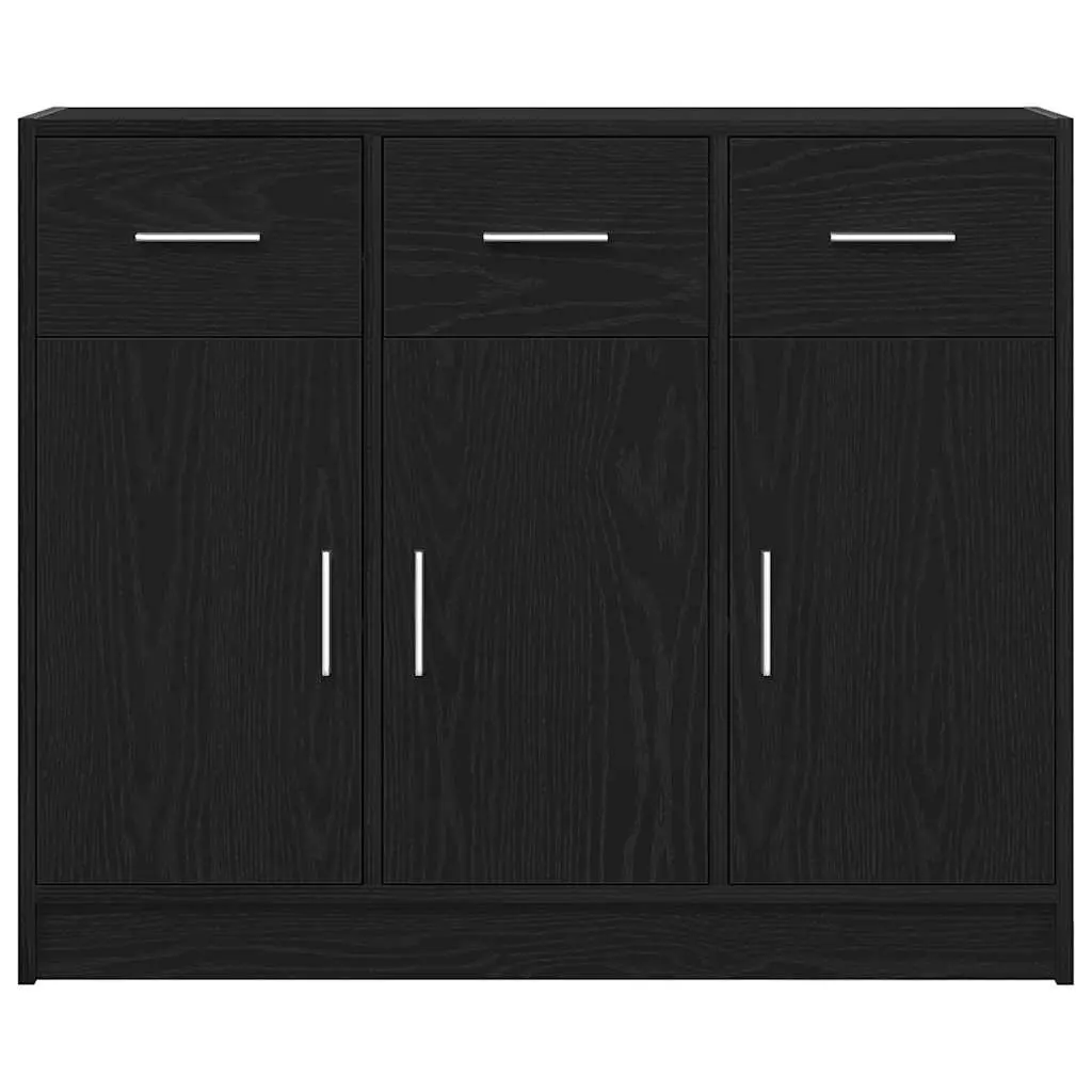 Sideboard Black Oak 91x28x75 cm Storage Cabinet Engineered Wood Dining Room