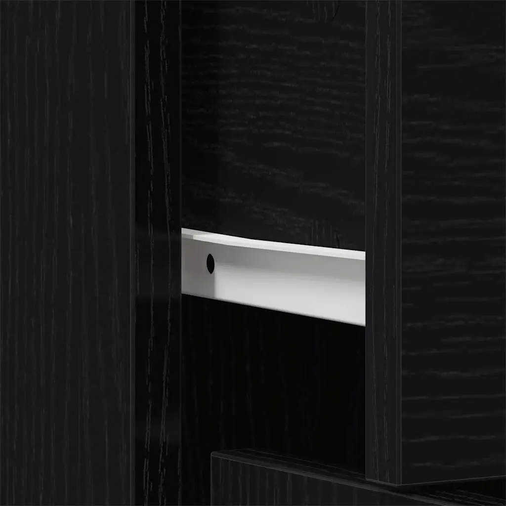 Sideboard Black Oak 91x28x75 cm Storage Cabinet Engineered Wood Dining Room