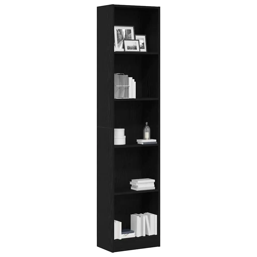 Bookcase Engineered Wood 5 Shelves Brown Storage Organiser Display Unit