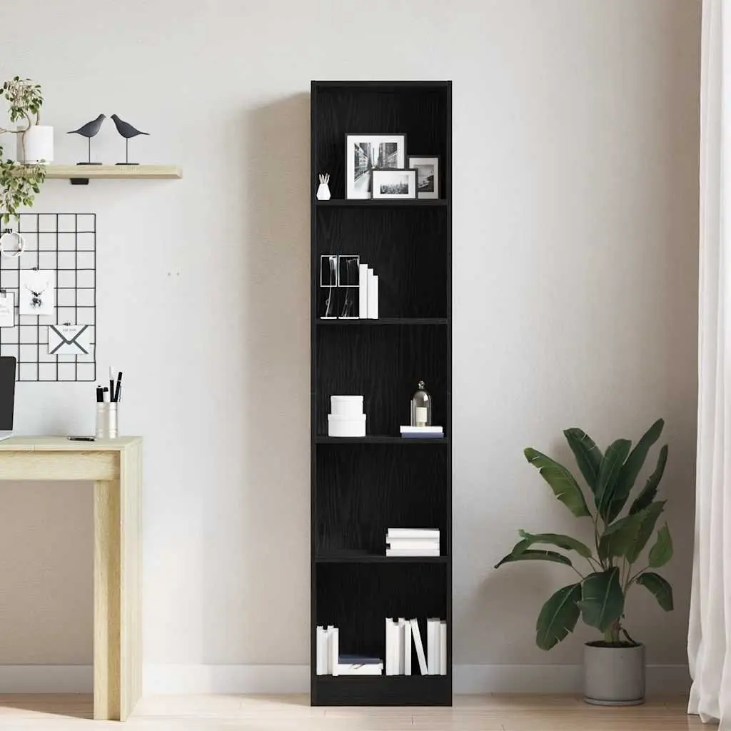 Bookcase Engineered Wood 5 Shelves Brown Storage Organiser Display Unit
