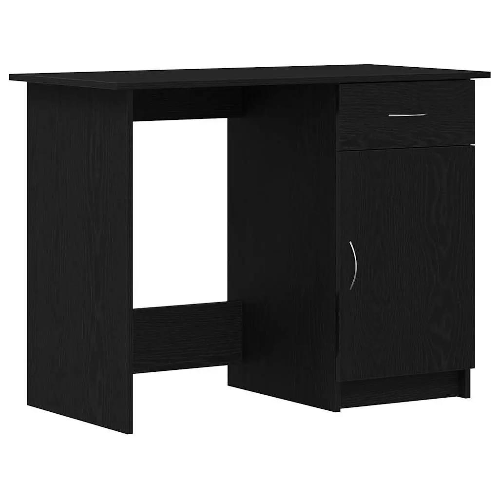 Engineered Wood Desk with Drawer Compact 100x50x76cm Black Modern Home Office
