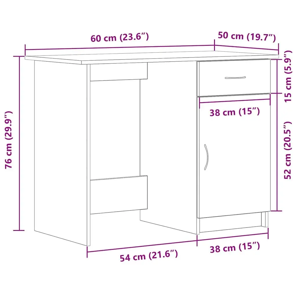 Engineered Wood Desk with Drawer Compact 100x50x76cm Black Modern Home Office