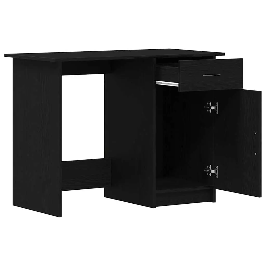 Engineered Wood Desk with Drawer Compact 100x50x76cm Black Modern Home Office