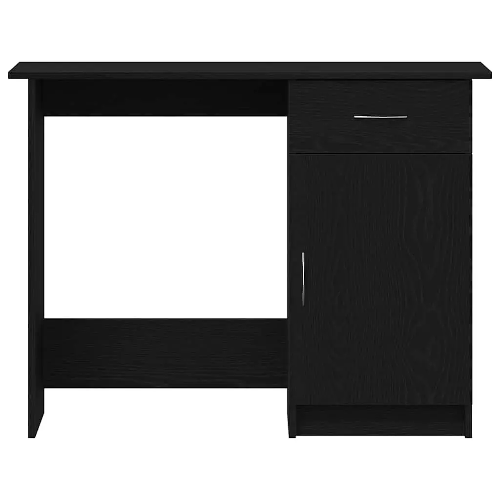 Engineered Wood Desk with Drawer Compact 100x50x76cm Black Modern Home Office