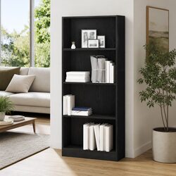 Functional Black Oak Bookshelf for Everyday Use