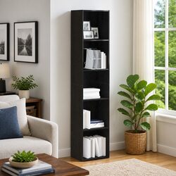 Versatile Black Oak Book Cabinet for Home Organization