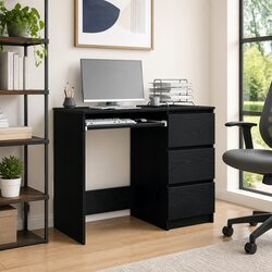 Functional Black Office Desk 90x45x76 cm for Every Room