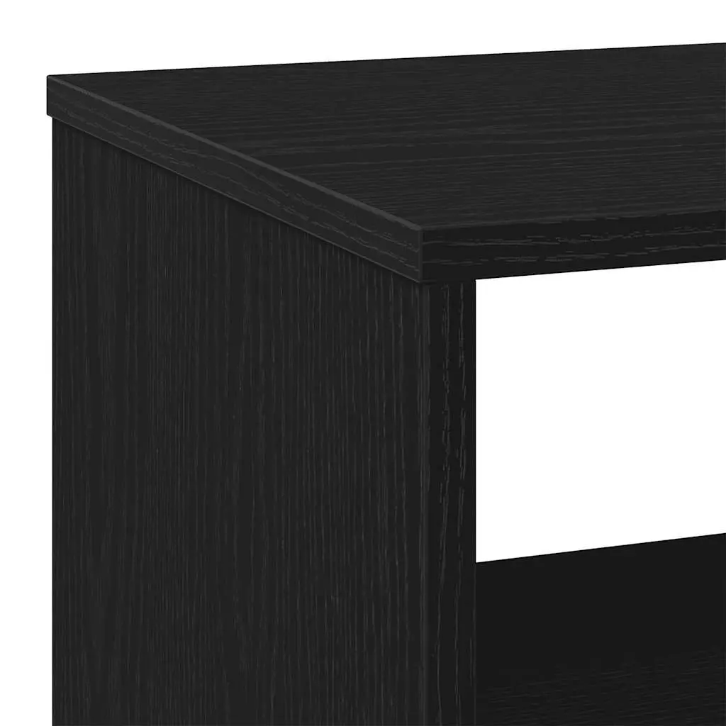 2-Tier End Table Engineered Wood Black Oak 70x35x60 cm with Swivel Wheels